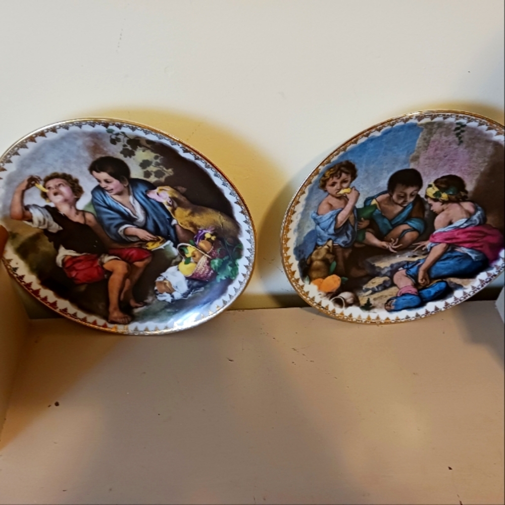 RUBEN'Spainting tranfer print gold leaf trim decor plates  by Kuba Por.Germany 2